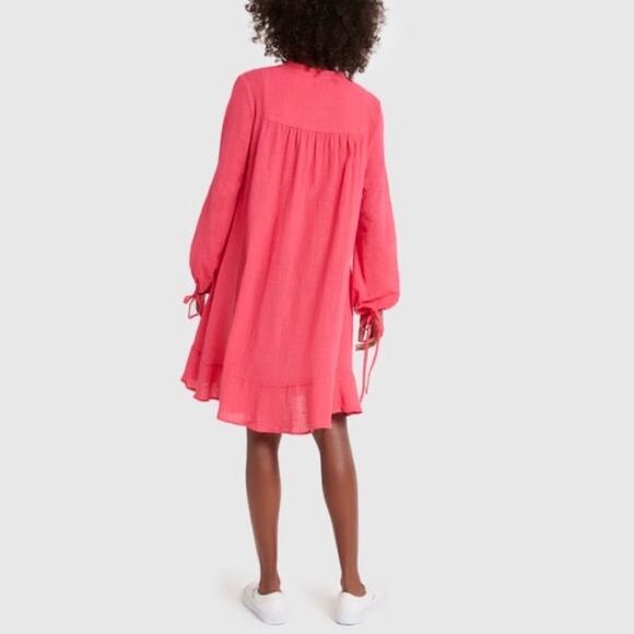 Tuckernuck Natalie Martin Cotton Resortwear Barbie Pink Tassel Shift Dress M - Picture 7 of 14